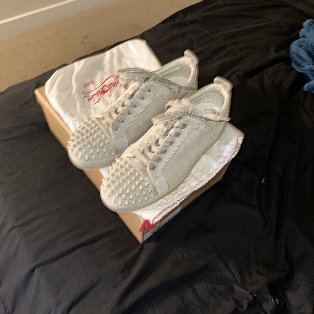 Christian Louboutin White Spiked Sneakers
